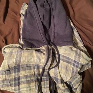 American Eagle Cropped Hoodie Flannel